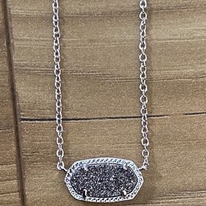 NWT Kendra Scott Elisa Platinum Drusy Necklace Silver. 17 inches